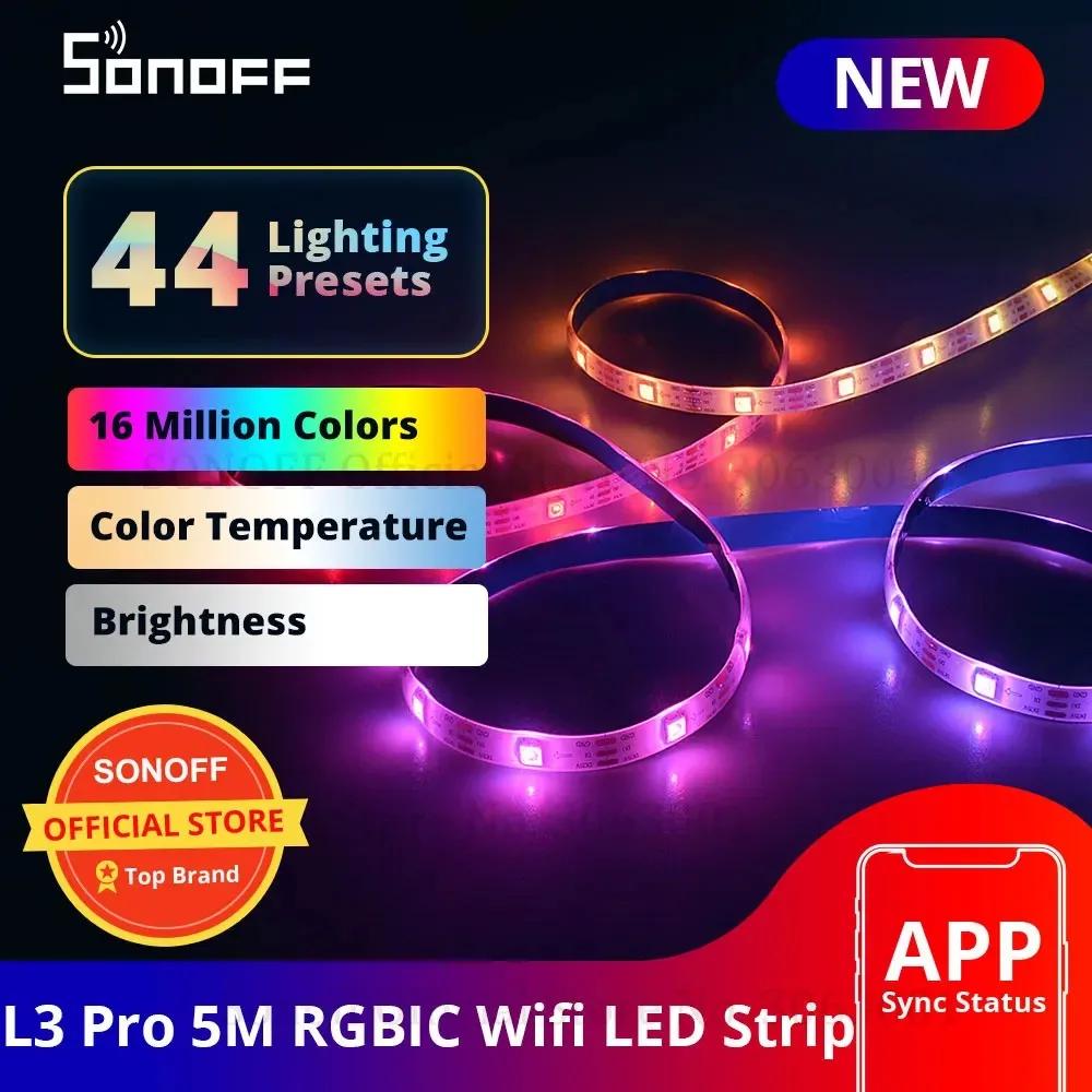 SONOFF  Ʈ LED Ʈ ,   , C Ÿ, DC5V , Ʈ Ȩ ýƮ, ˷ ᵦ, L3 L2, 5M RGBIC
